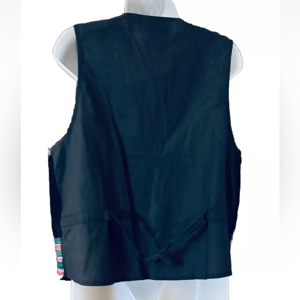 Vintage Casey & Max Black Velvet Tartan Embroidered Christmas Party Vest Size M - Picture 5 of 9